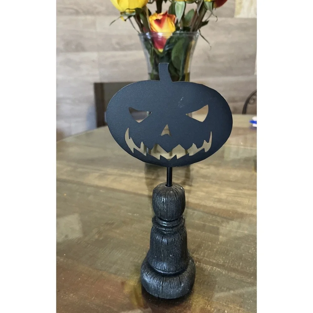 K & K Interiors - Jack O Lantern .Witch. Spider Figure Spindle - 42443A-1